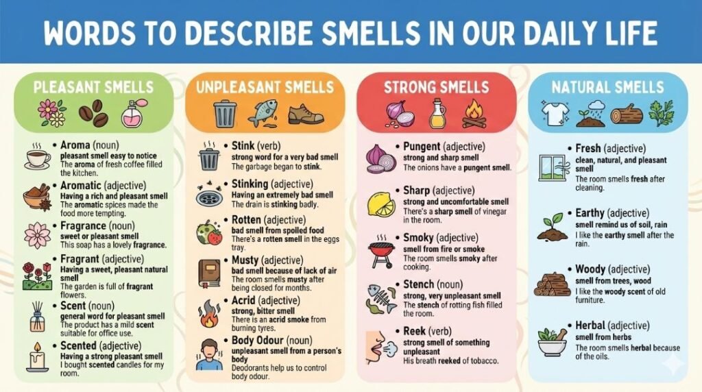 Words to Describe Smells - Infographic - English Learning Blog